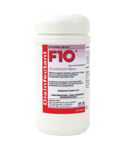 F10 Disposable Disinfectant Wipes Pack of 100