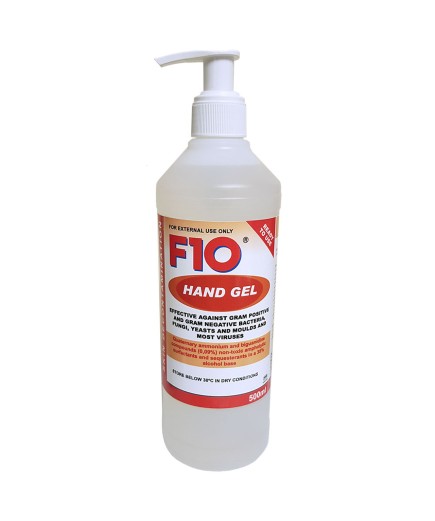 F10 Hand Gel Waterless Skin Decontaminant 500ml